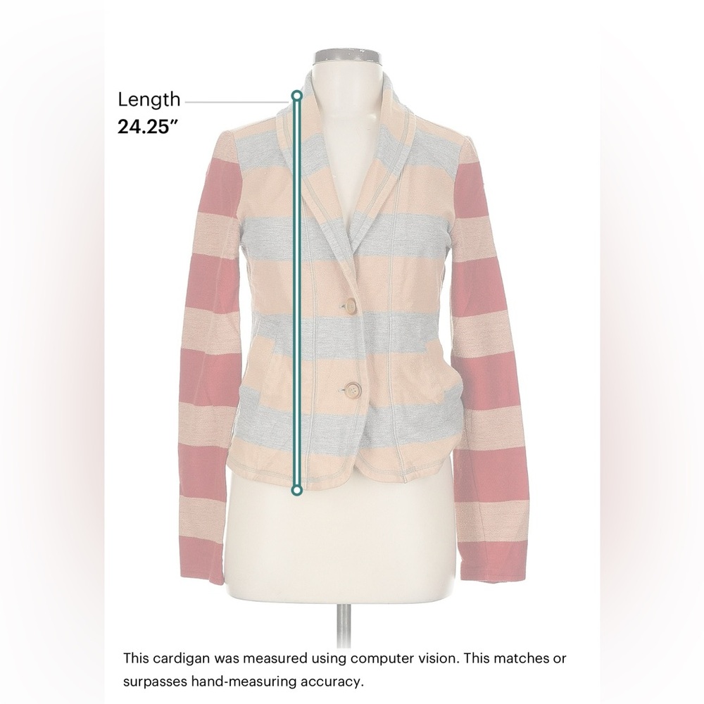 Anthropologie Striped Blazer in Red, Gray & Tan - Picture 3 of 5
